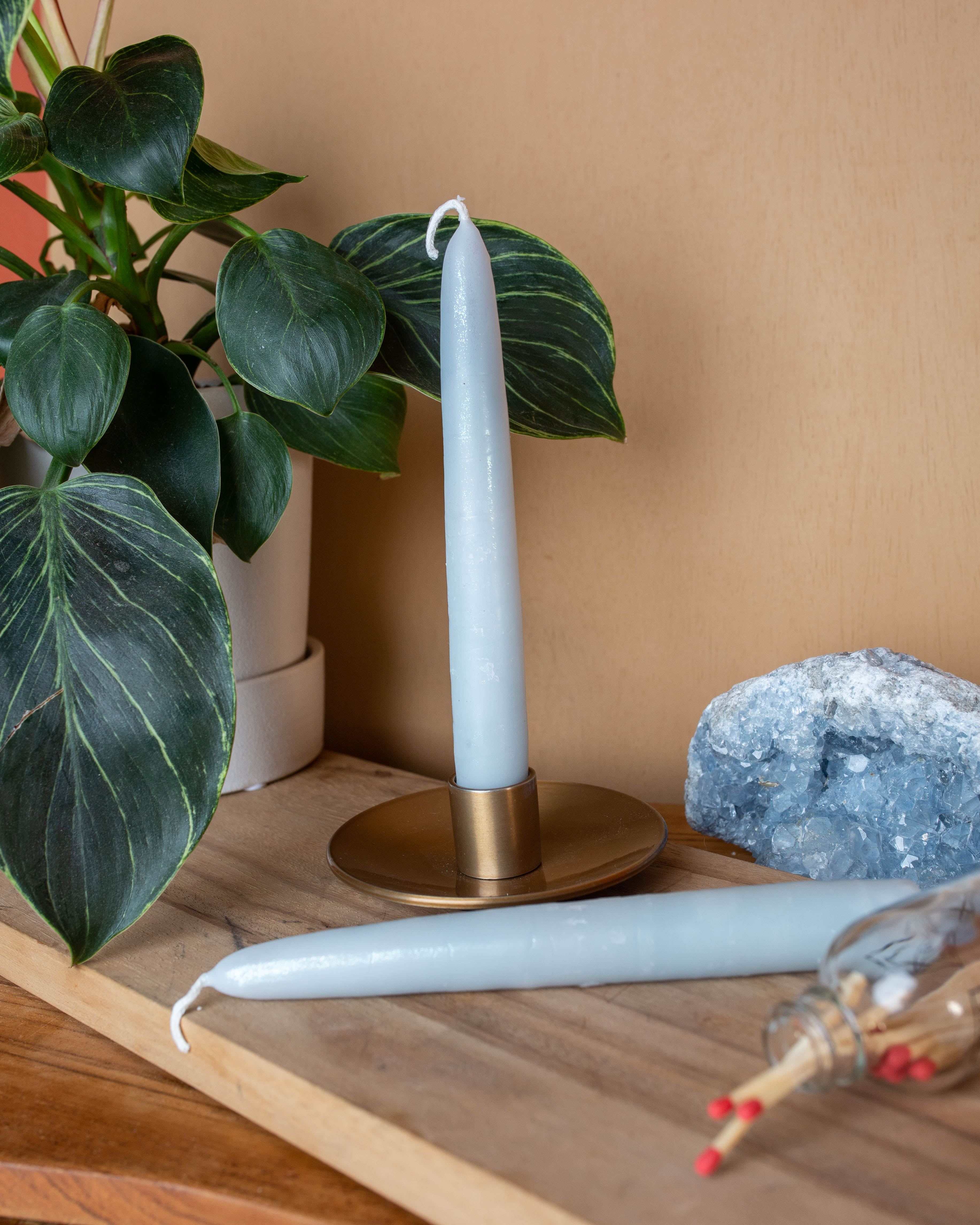 Blue Taper Candle Duo