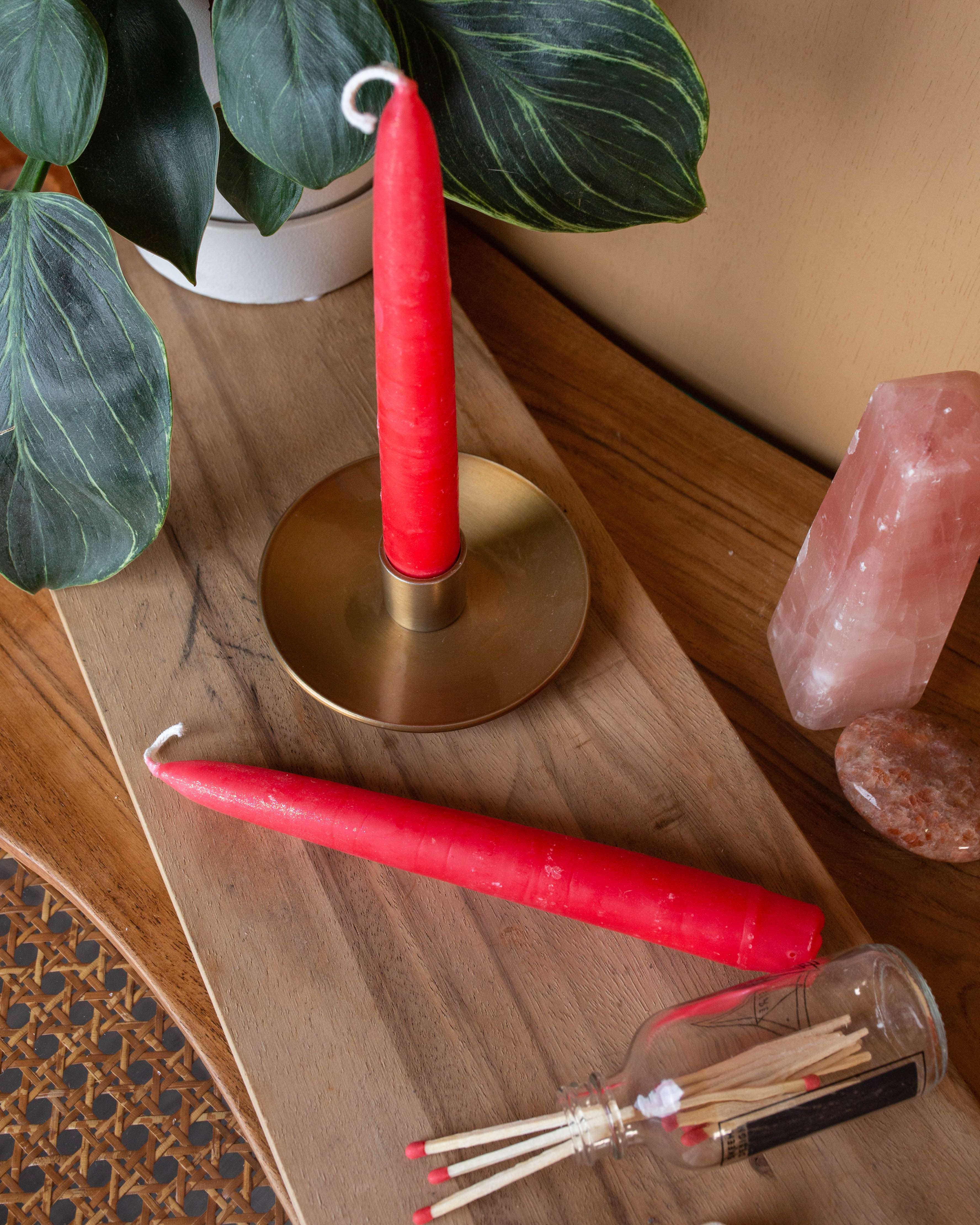 Red Taper Candle Duo