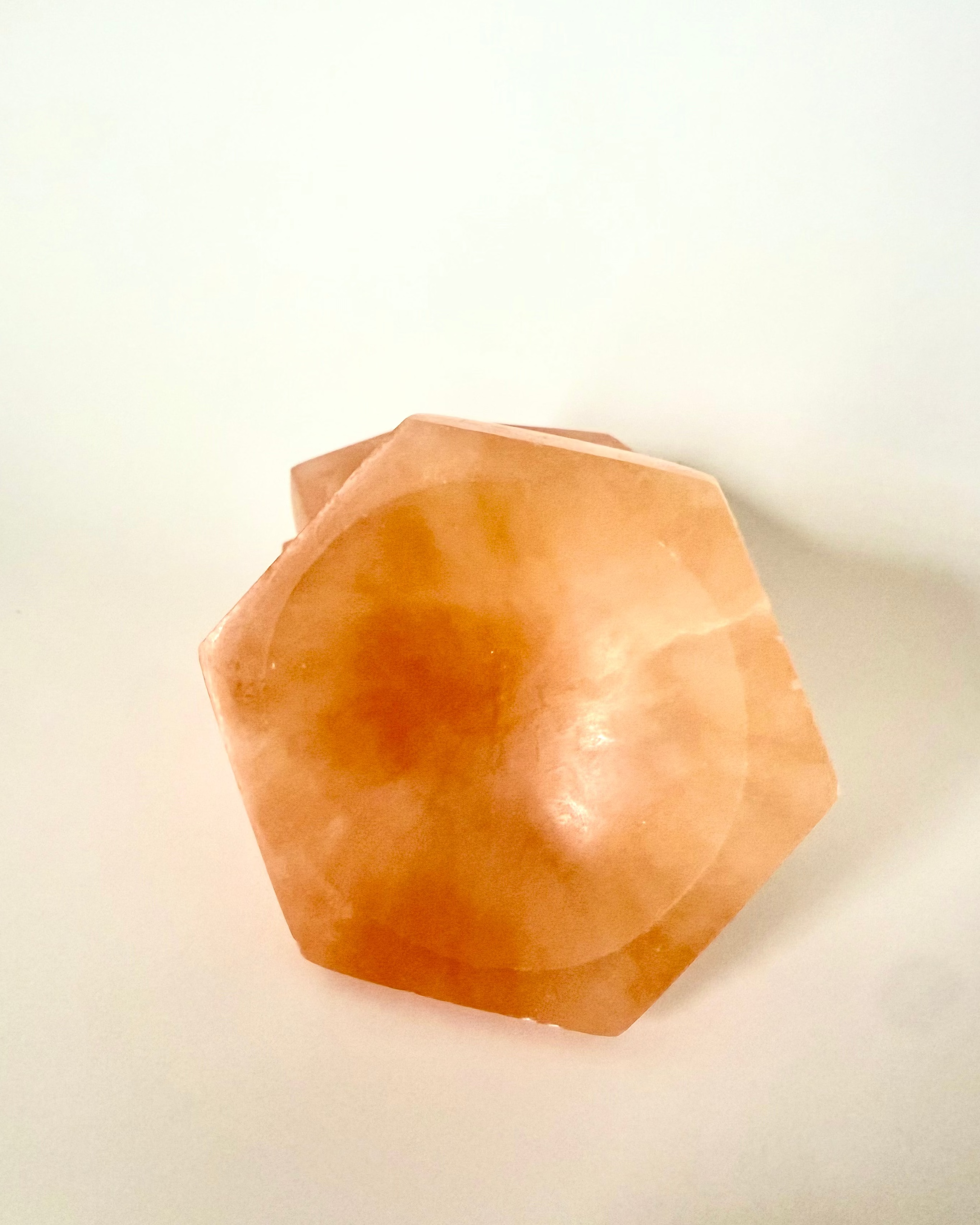 Natural Peach Selenite Satin Spar Hexagon Bowls ~10cm