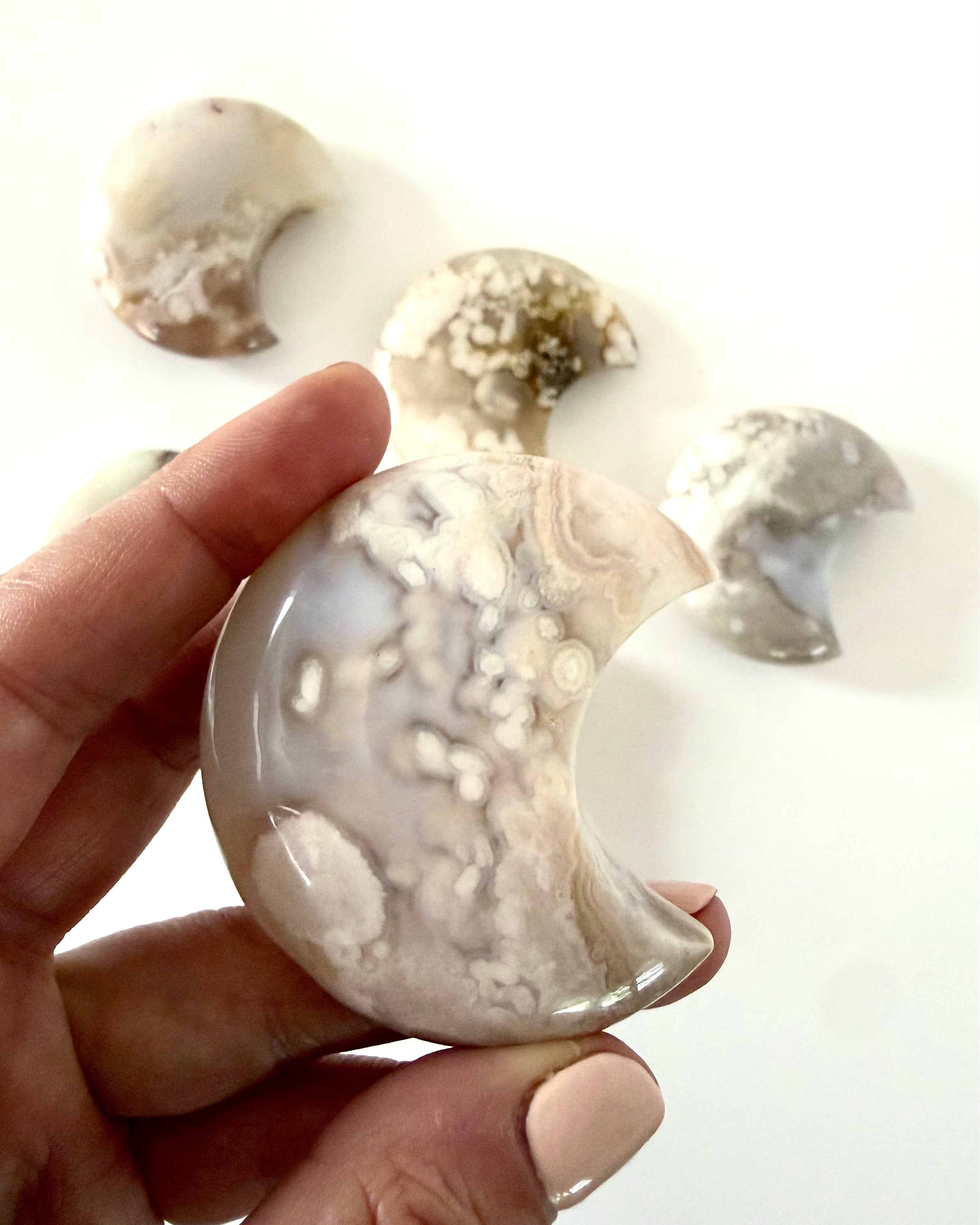 Flower Agate Crystal Moon