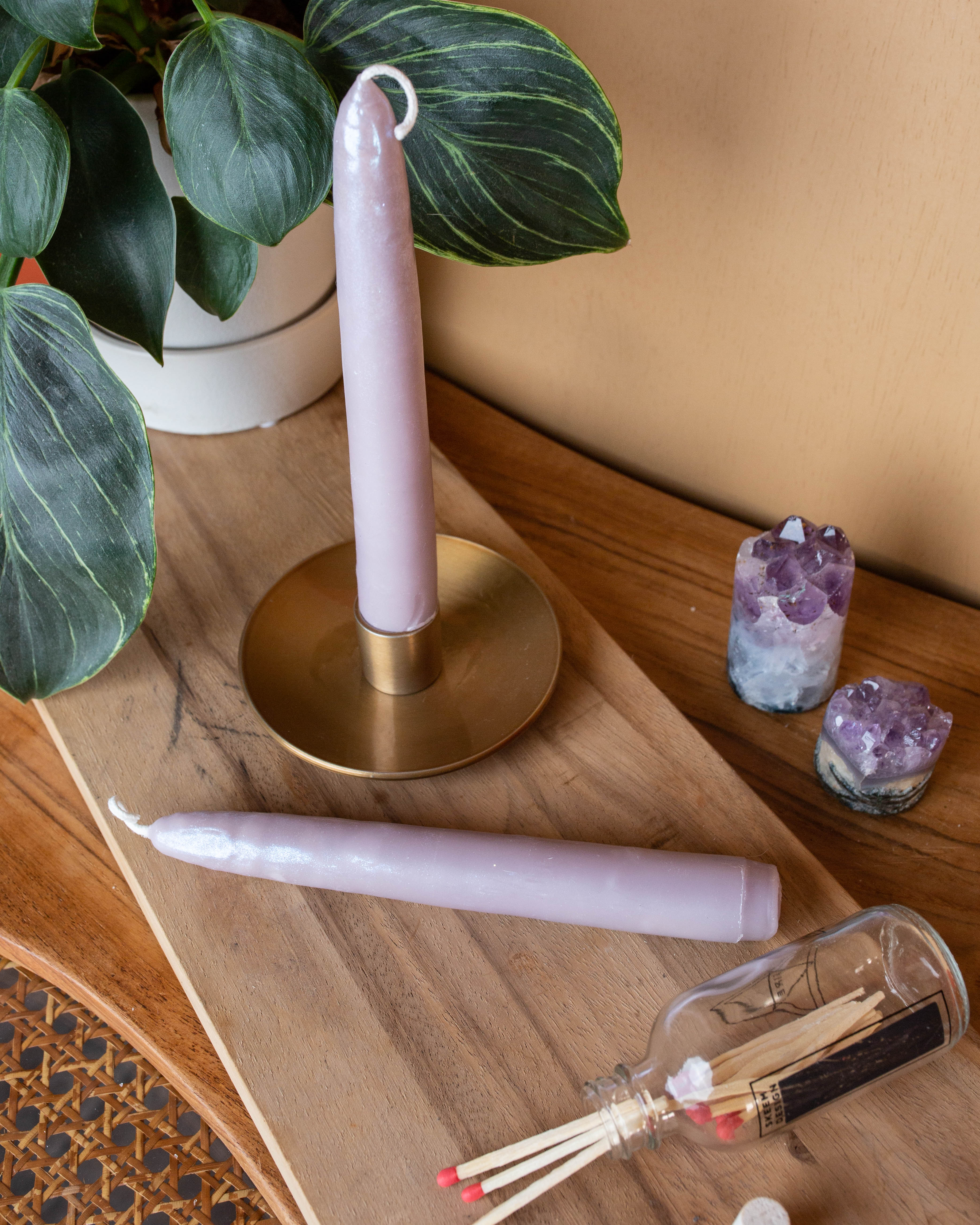 Purple Taper Candle Duo