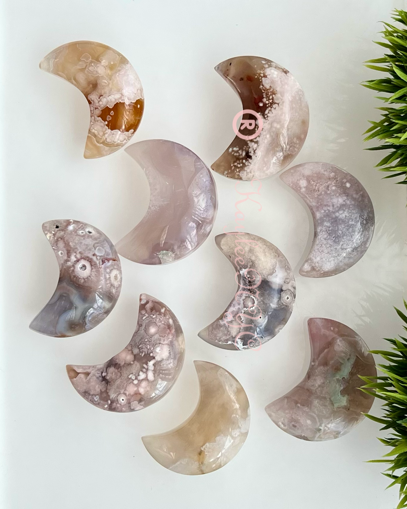 Flower Agate Crystal Moon